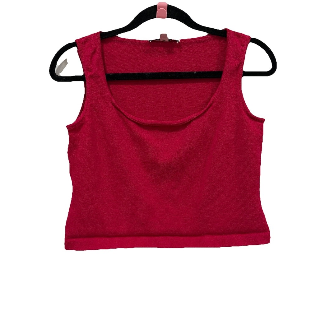 ST. JOHN Knit Tank Top Size Small Sleeveless Red Pink Berry Wine